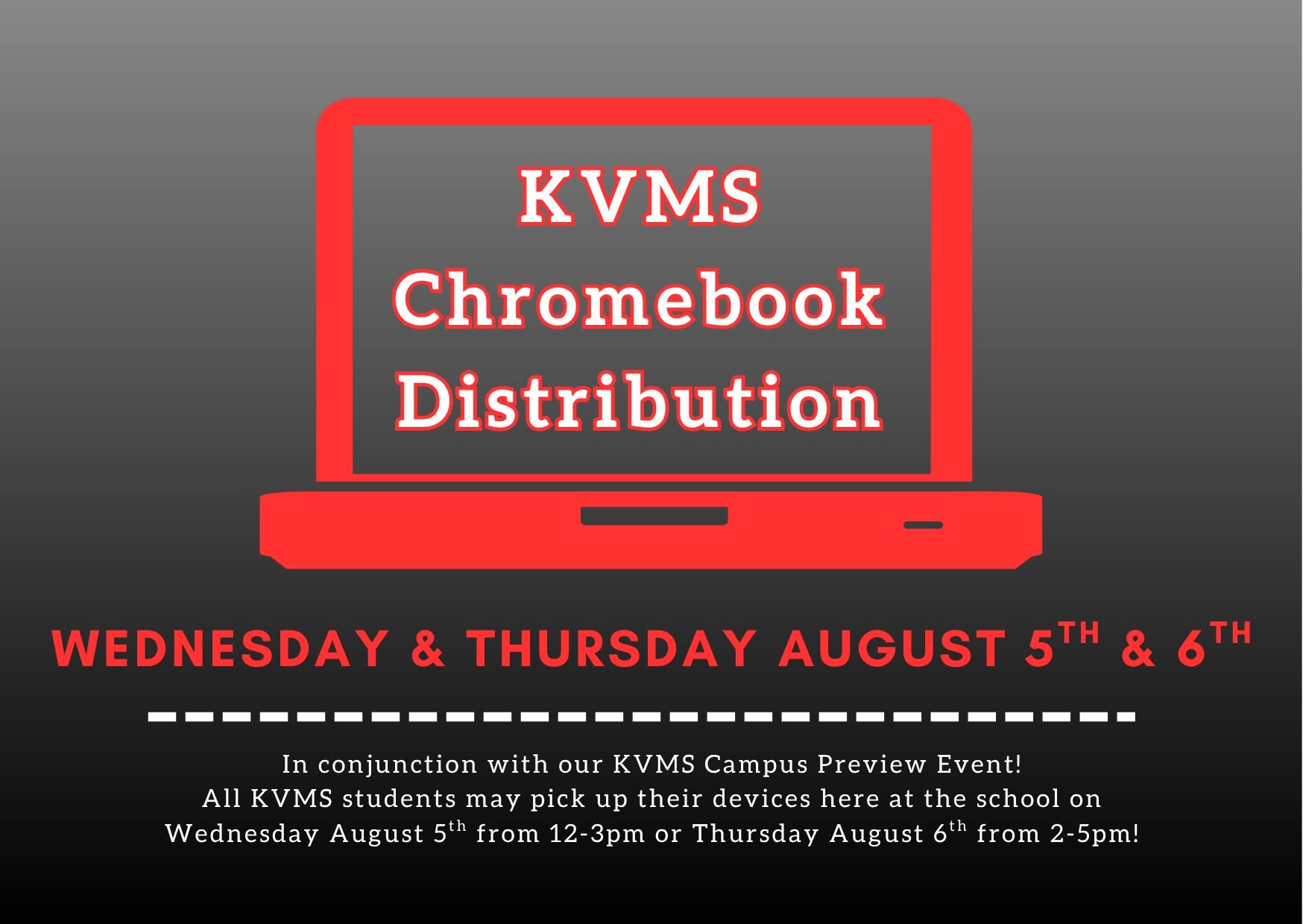 Chromebook pick up information flyer 
